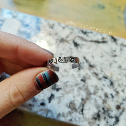 Personalized Initials & Hearts Stacker Ring