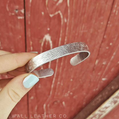 Paisley Floral Print Silver Bracelet